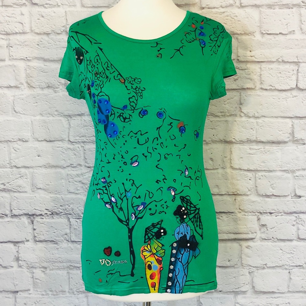 VO Jeans | Geisha Print Embellished Graphic Tee